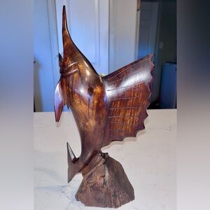 Vintage Ironwood Statue - Marlin, Sailfish, Swordfish 10” tall
